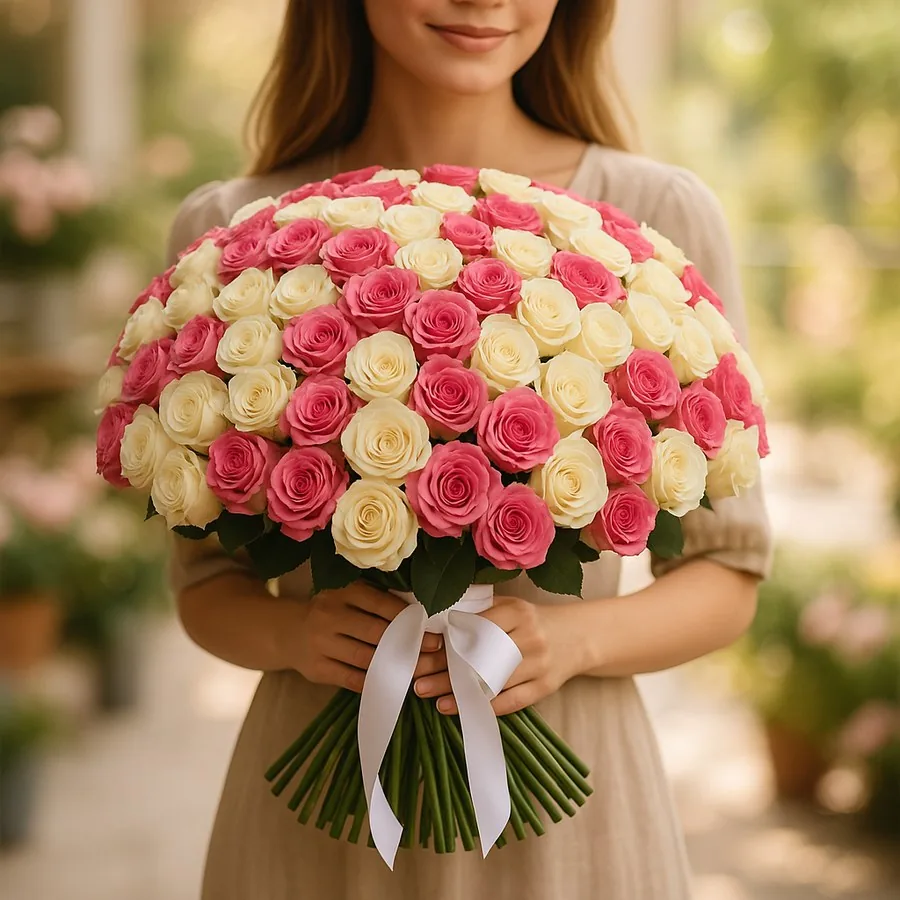 101 Rosa und Weiß Rosen