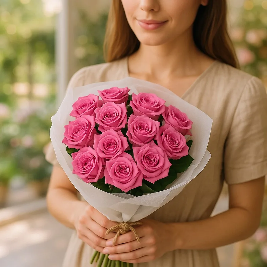 15 розовые роз букет