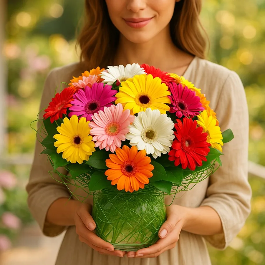 19 Karışık Renk Gerbera Buketi