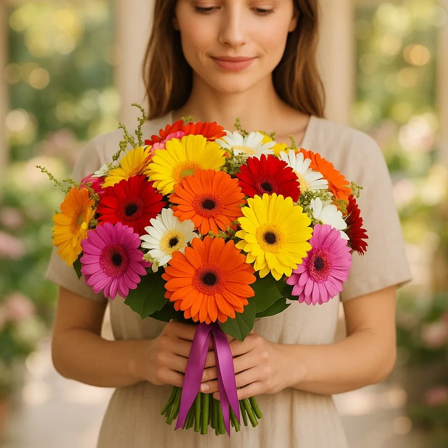 25 Gemischtfarben Gerbera Strauß