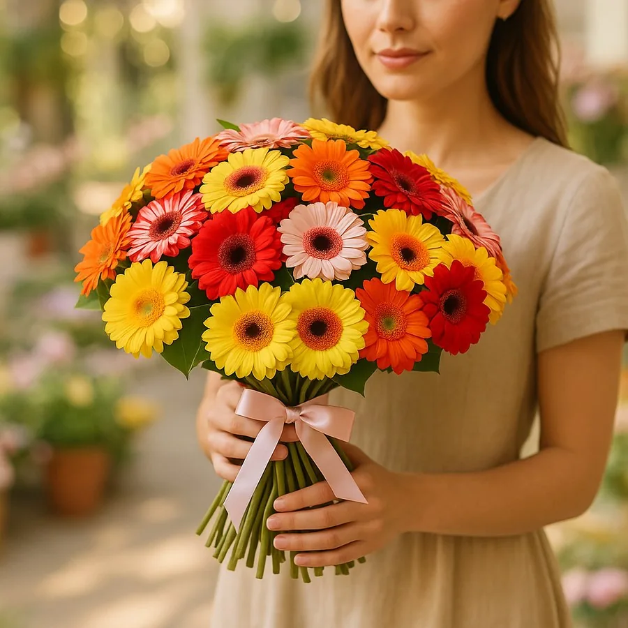 31 Gemischtfarben Gerbera Strauß