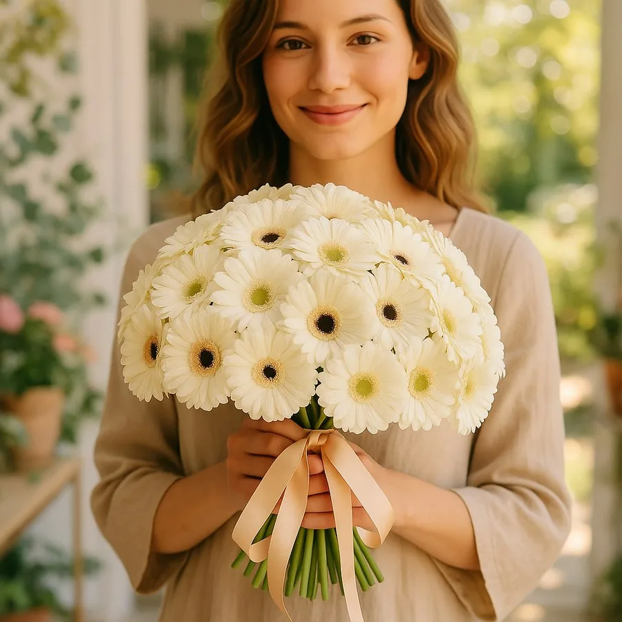 35 Beyaz Gerbera Buketi