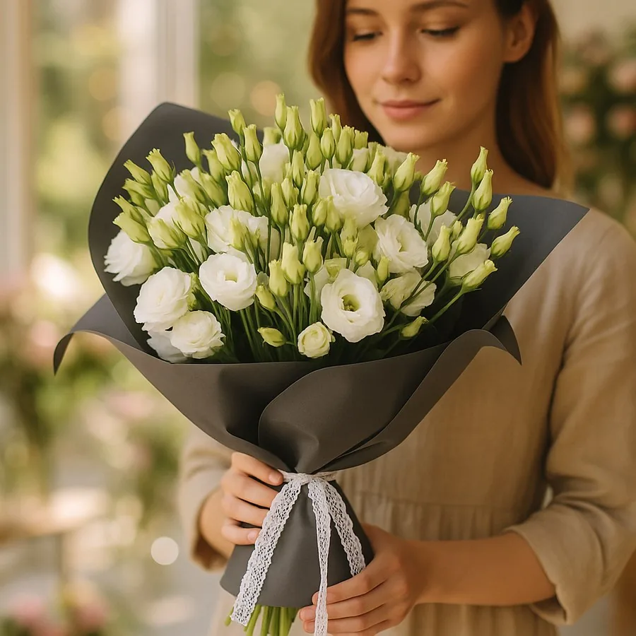 Beyaz Lisianthus Buketi