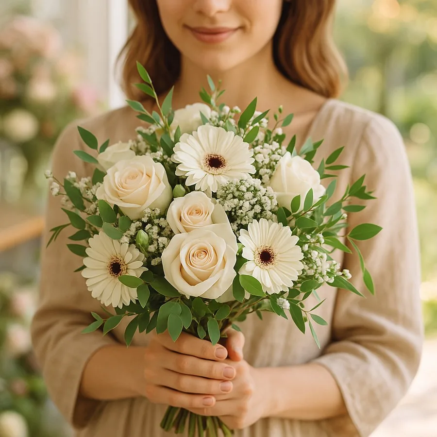 Gerbera mit Weiß Strauß